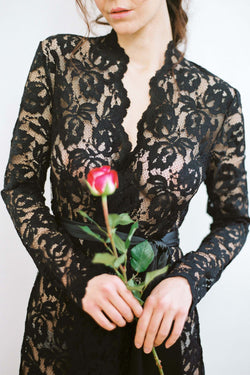 Lauren Lace Robe in Black